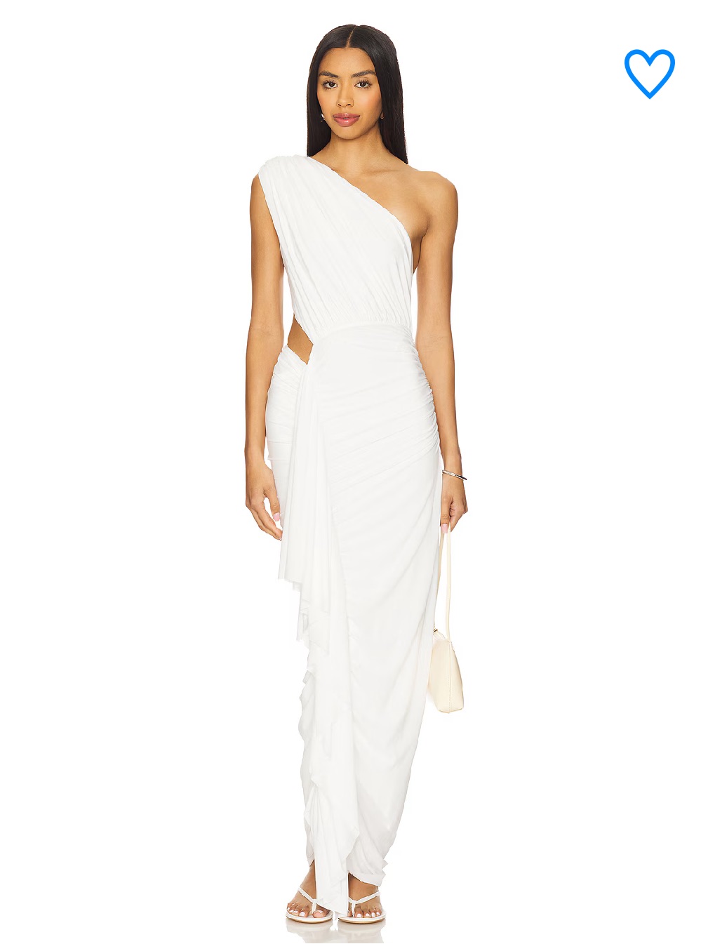Superdown Juliet Midi Dress One-Shoulder White Draped Cutout Gown Revolve S